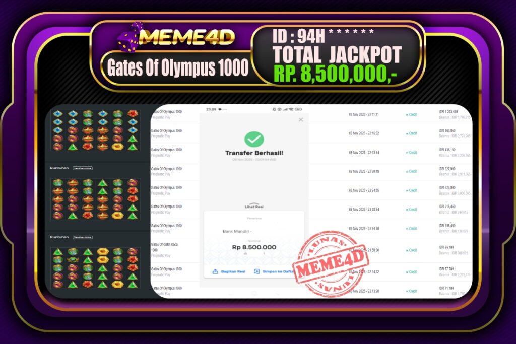 Bukti Jp MEME4D Slot Online 09 November 2025
