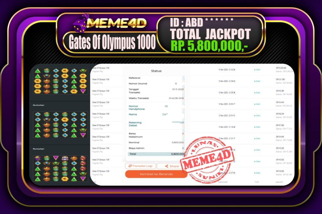 Bukti Jp MEME4D Slot Online 14 November 2025