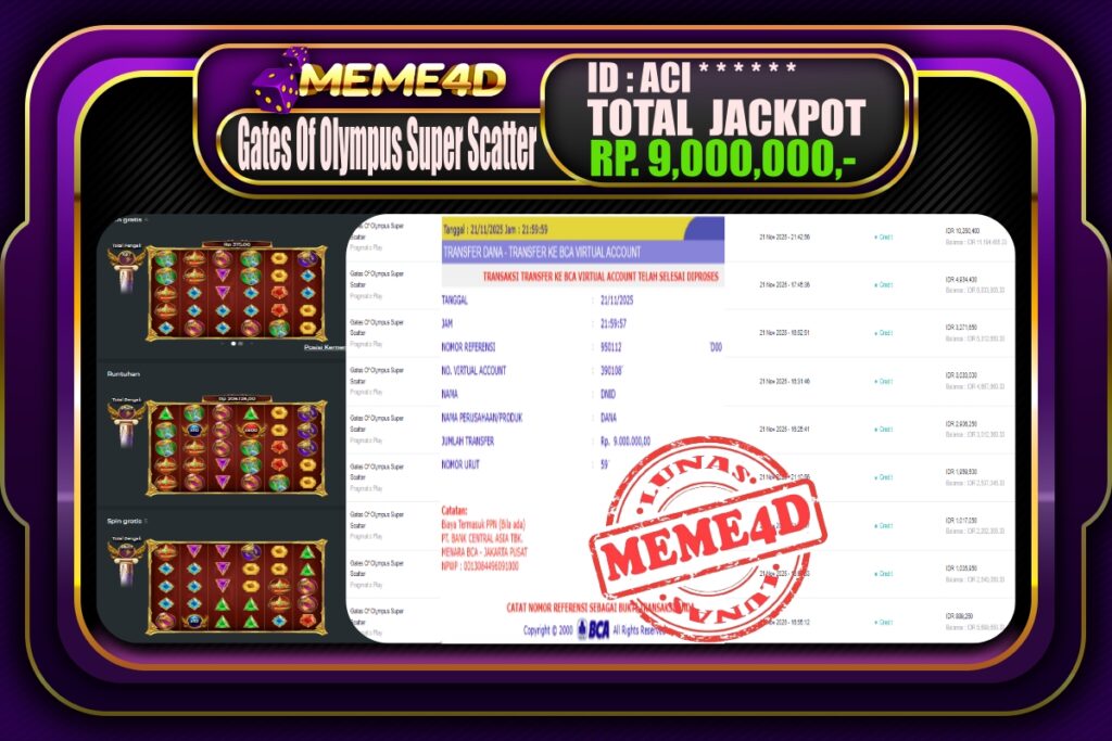 Bukti Jp MEME4D Slot Online 22 November 2025