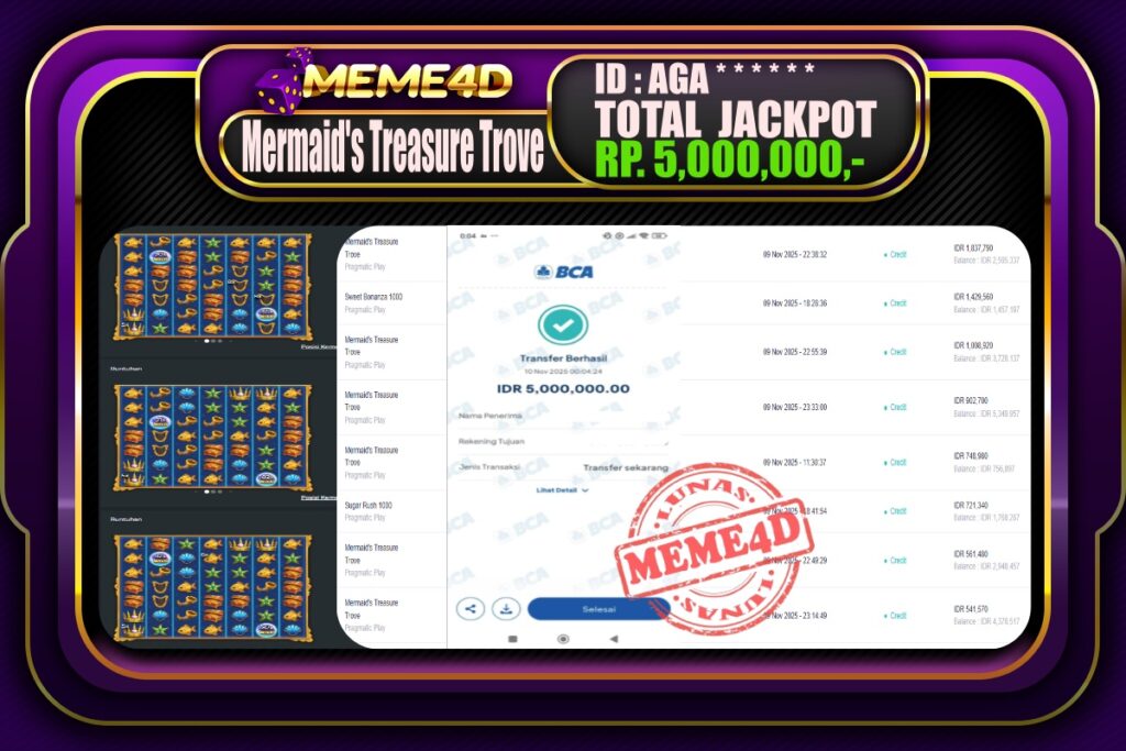 Bukti Jp MEME4D Slot Online 10 November 2025