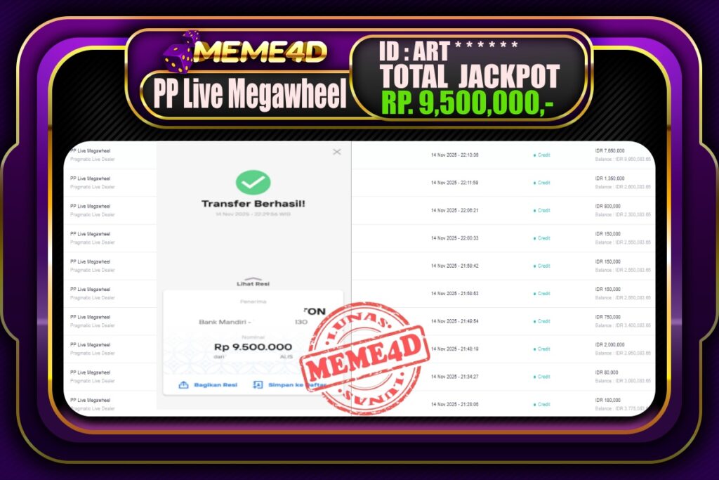 Bukti Jp MEME4D Slot Online 15 November 2025