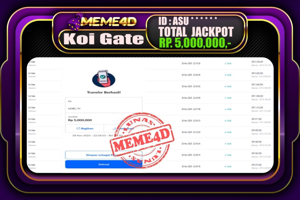 Bukti Jp MEME4D Slot Online 29 November 2025