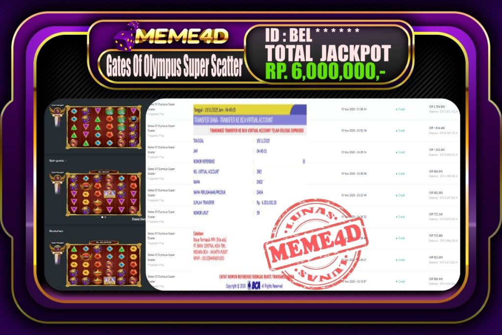 Bukti Jp MEME4D Slot Online 15 November 2025