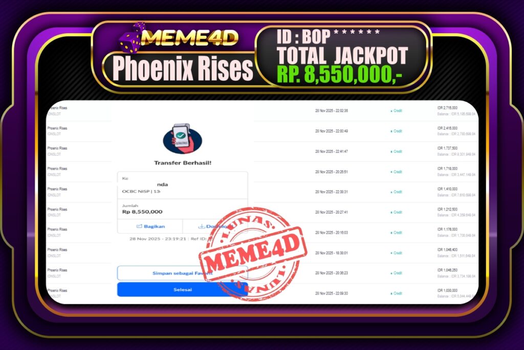 Bukti Jp MEME4D Slot Online 29 November 2025