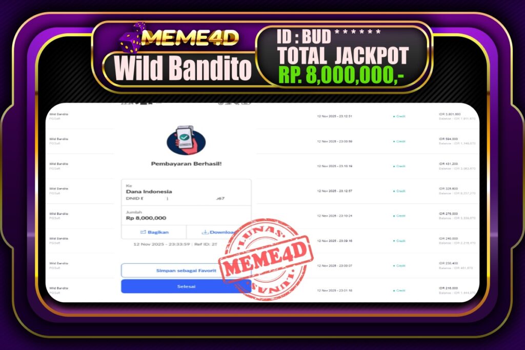 Bukti Jp MEME4D Slot Online 13 November 2025