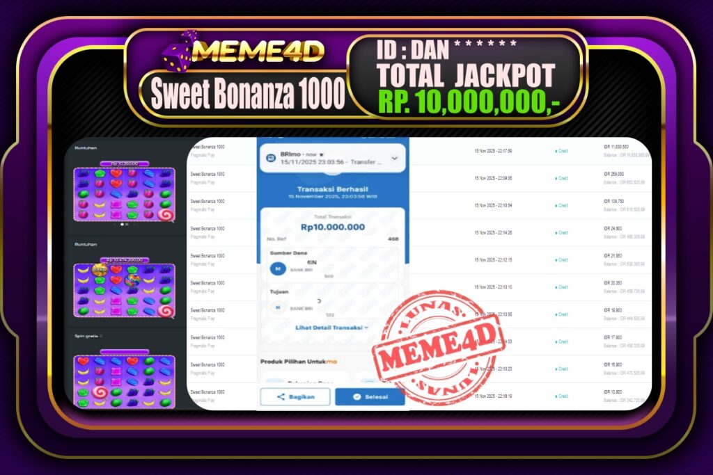 Bukti Jp MEME4D Slot Online 16 November 2025