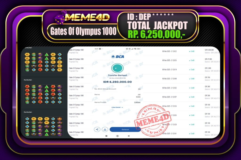 Bukti Jp MEME4D Slot Online 07 November 2025