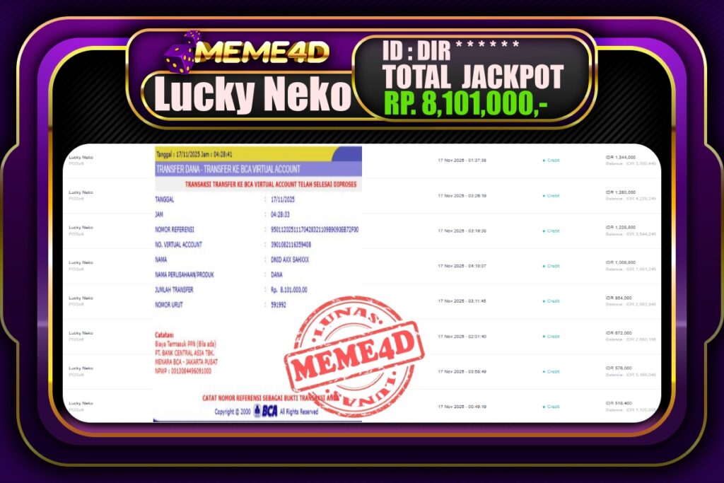 Bukti Jp MEME4D Slot Online 17 November 2025