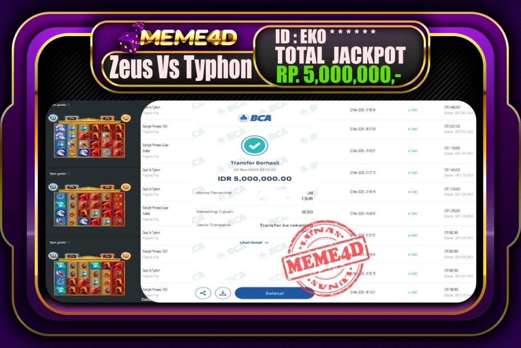 Bukti Jp MEME4D Slot Online 21 November 2025