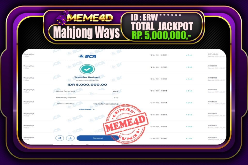 Bukti Jp MEME4D Slot Online 12 November 2025