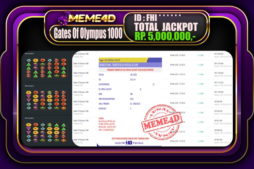 Bukti Jp MEME4D Slot Online 10 November 2025