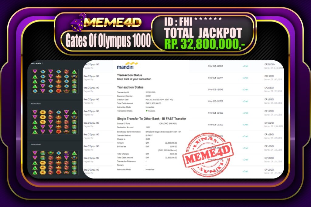 Bukti Jp MEME4D Slot Online 20  November 2025