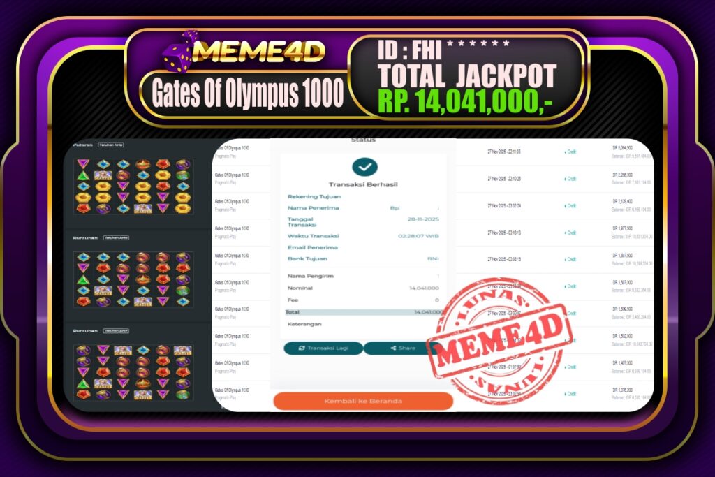 Bukti Jp MEME4D Slot Online 28 November 2025