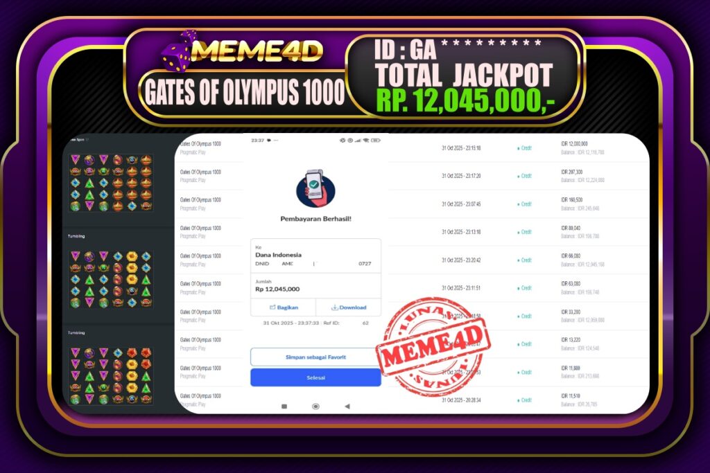 Bukti Jp MEME4D Slot Online 01 November 2025