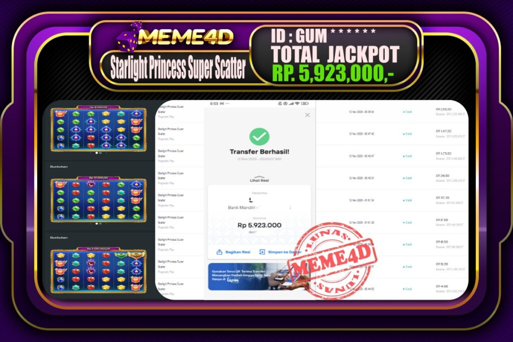 Bukti Jp MEME4D Slot Online 12 November 2025