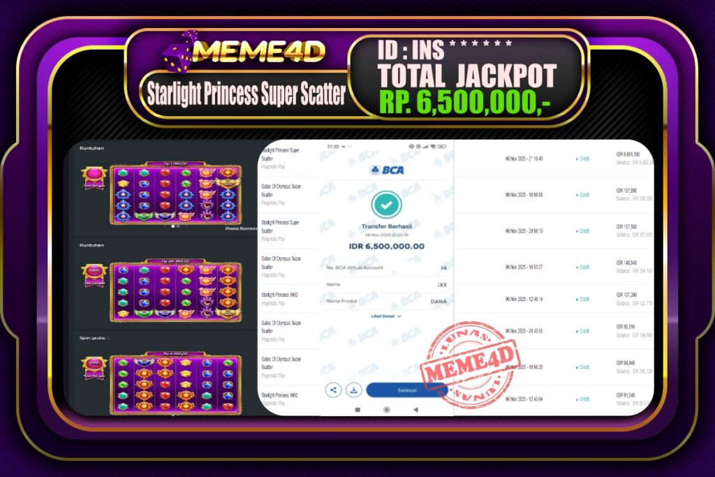 Bukti Jp MEME4D Slot Online 07 November 2025