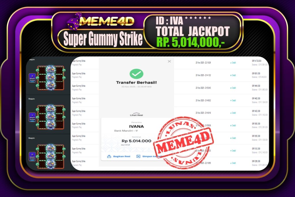 Bukti Jp MEME4D Slot Online 21 November 2025