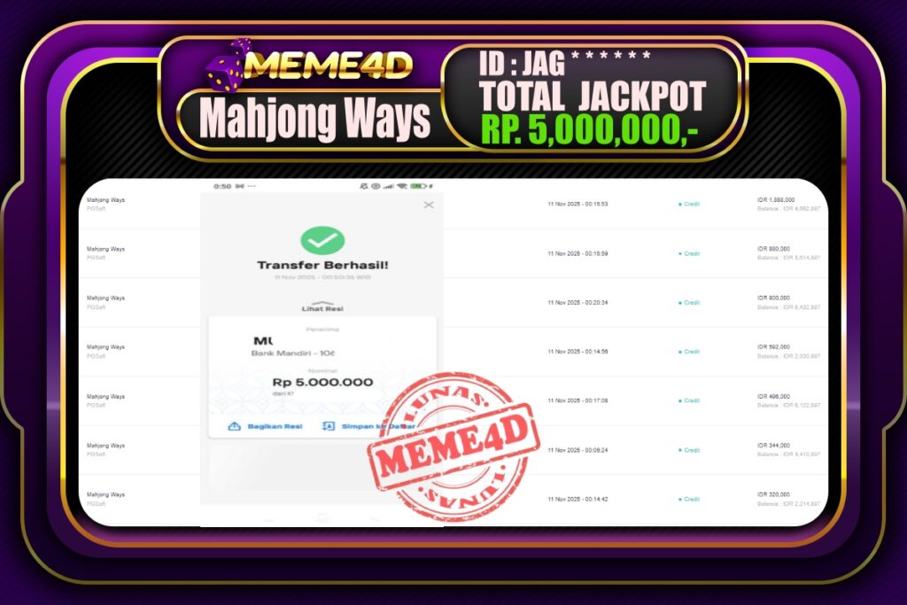 Bukti Jp MEME4D Slot Online 11 November 2025