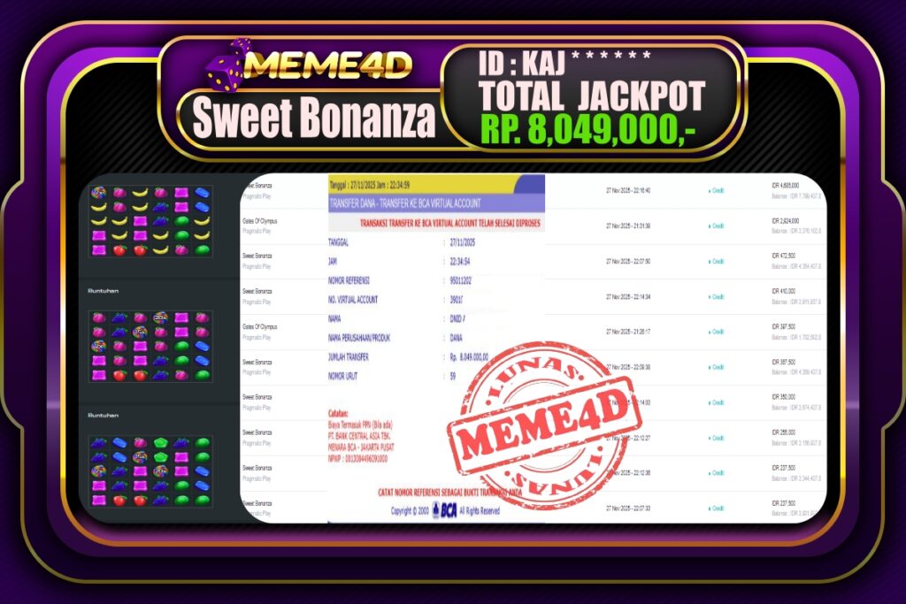 Bukti Jp MEME4D Slot Online 28 November 2025