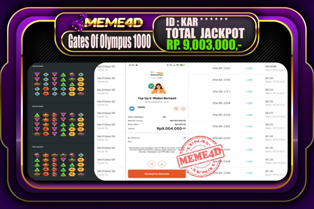 Bukti Jp MEME4D Slot Online 09 November 2025