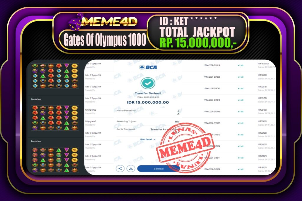 Bukti Jp MEME4D Slot Online 18 November 2025