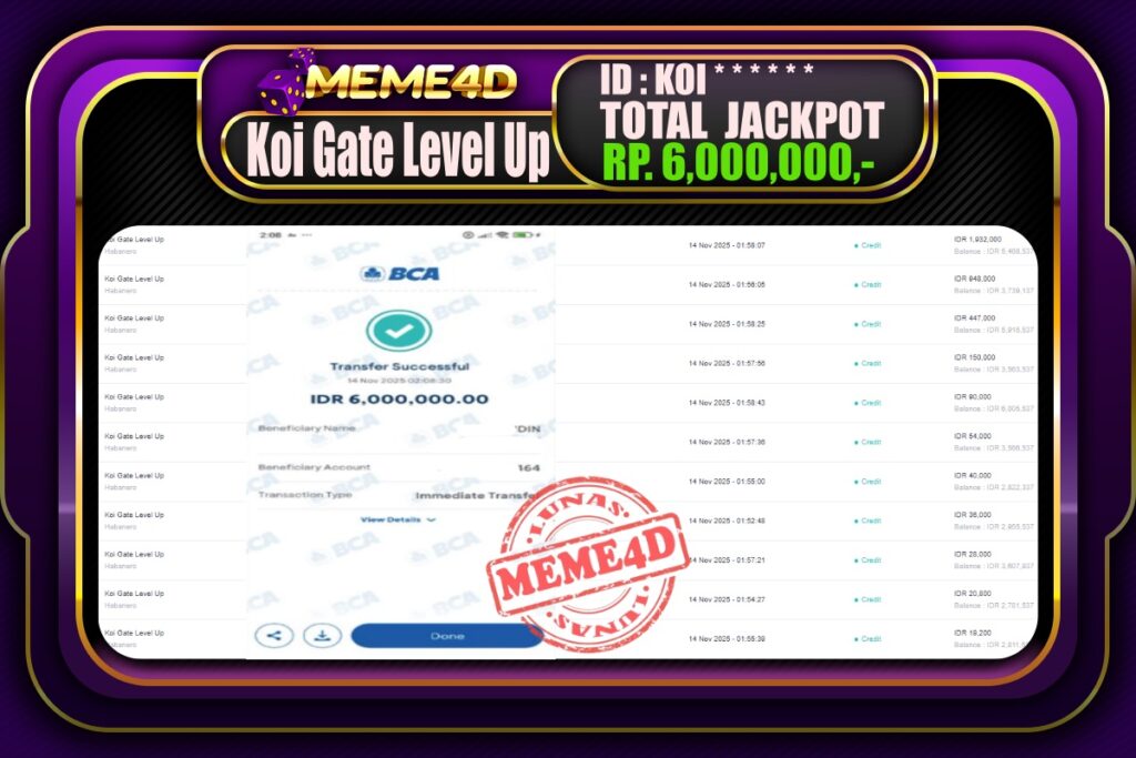 Bukti Jp MEME4D Slot Online 14 November 2025