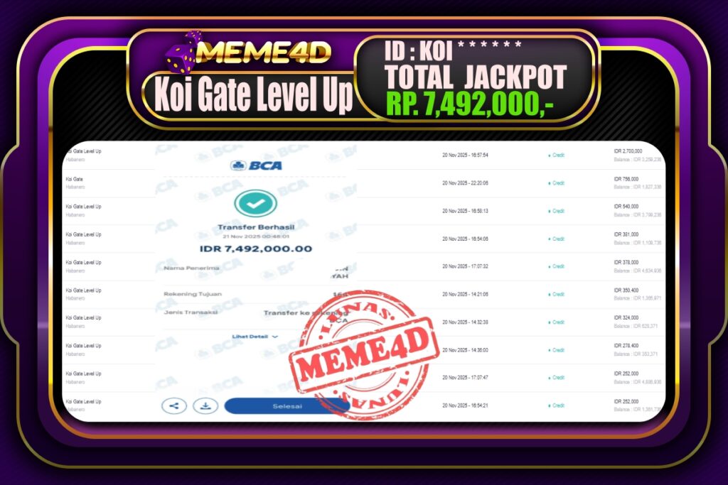 Bukti Jp MEME4D Slot Online 21 November 2025