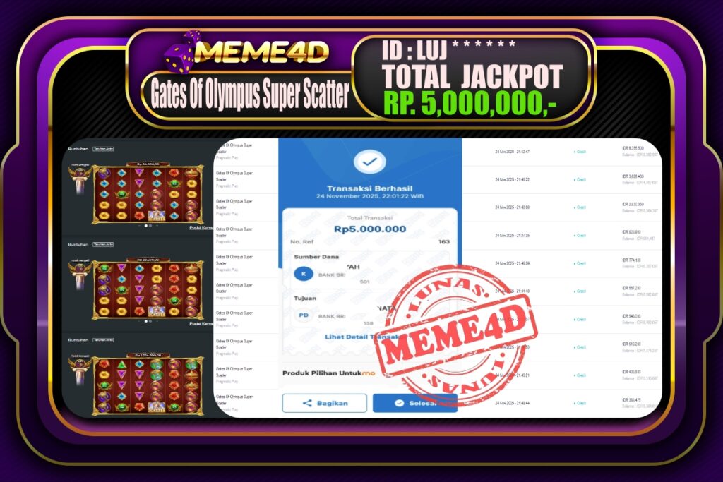 Bukti Jp MEME4D Slot Online 25 November 2025