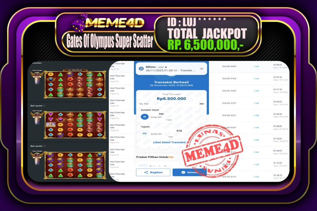 Bukti Jp MEME4D Slot Online 26 November 2025