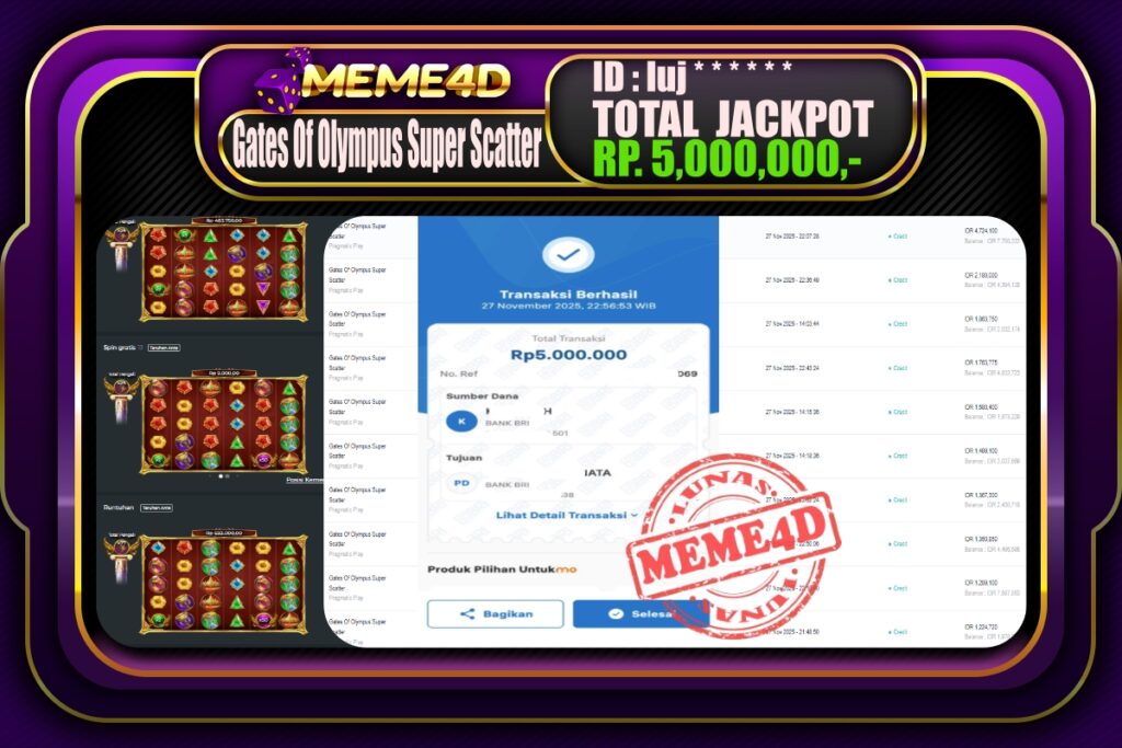 Bukti Jp MEME4D Slot Online 28 November 2025