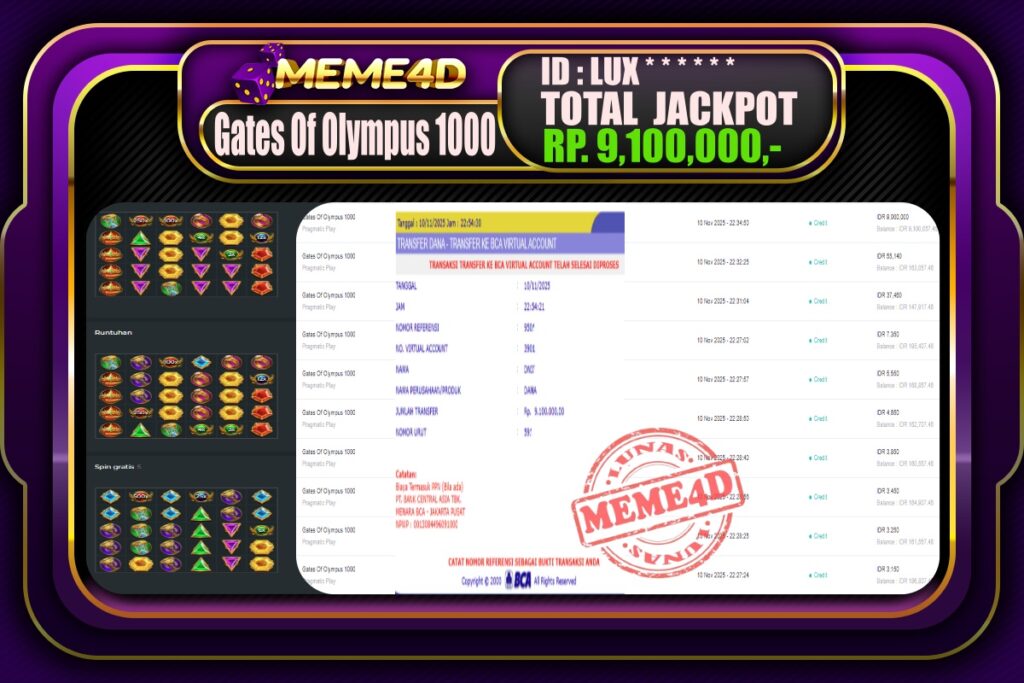 Bukti Jp MEME4D Slot Online 11 November 2025