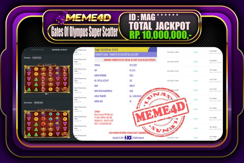 Bukti Jp MEME4D Slot Online 25 November 2025