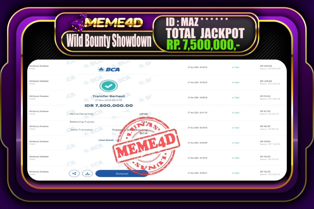 Bukti Jp MEME4D Slot Online 27 November 2025