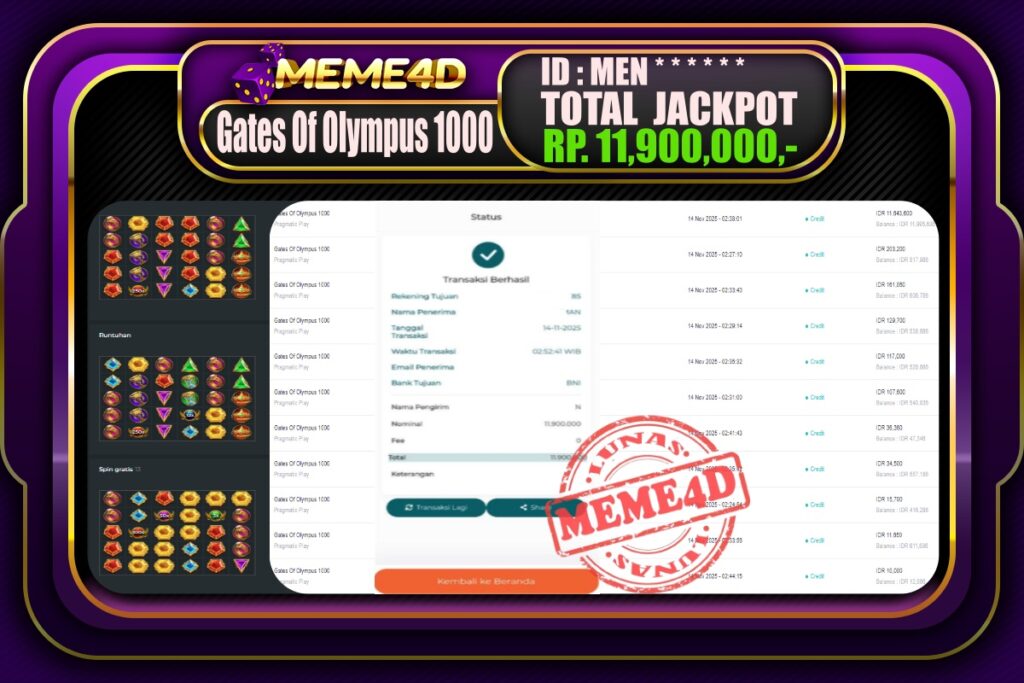 Bukti Jp MEME4D Slot Online 14 November 2025