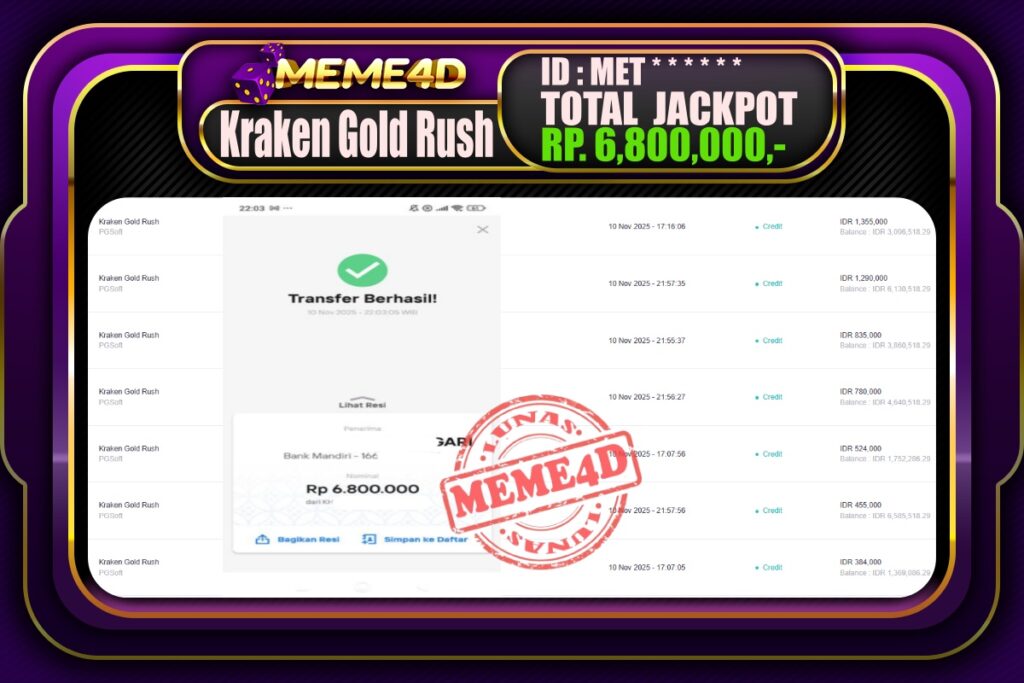 Bukti Jp MEME4D Slot Online 11 November 2025