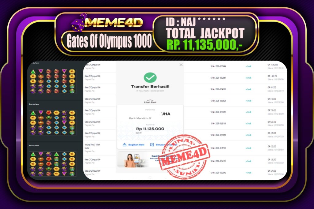 Bukti Jp MEME4D Slot Online 19 November 2025