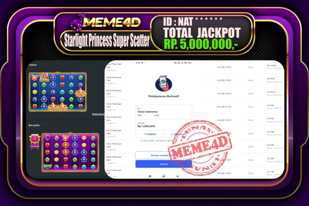 Bukti Jp MEME4D Slot Online 11 November 2025