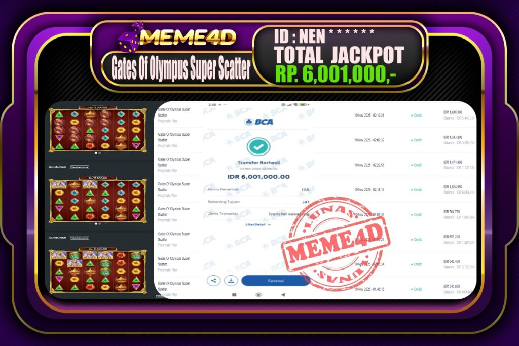 Bukti Jp MEME4D Slot Online 10 November 2025