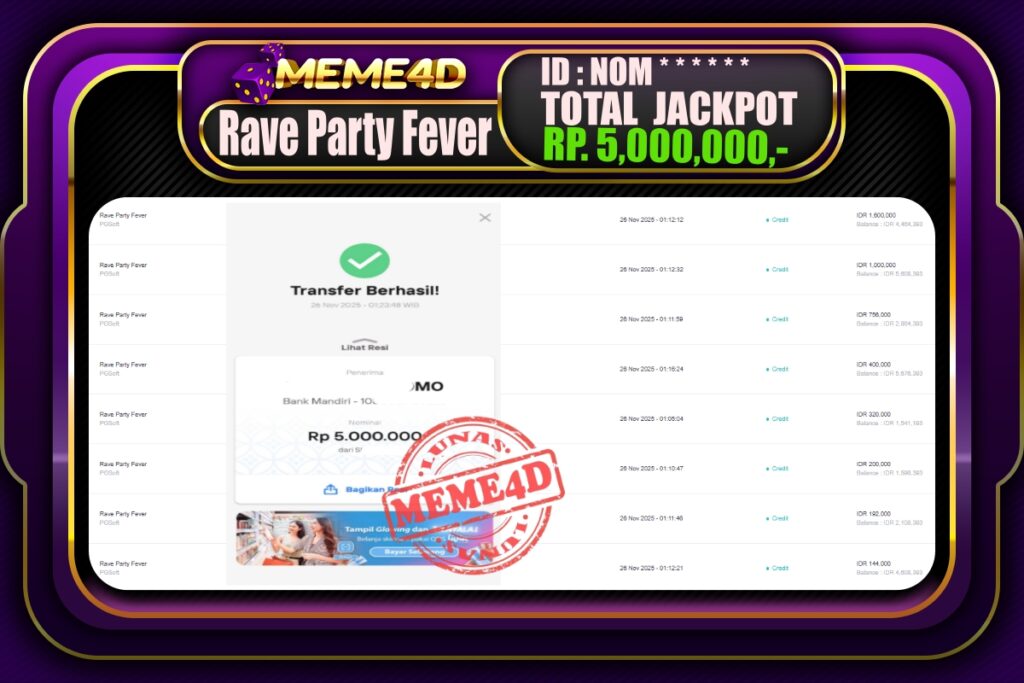 Bukti Jp MEME4D Slot Online 26 November 2025