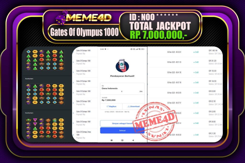 Bukti Jp MEME4D Slot Online 06 November 2025