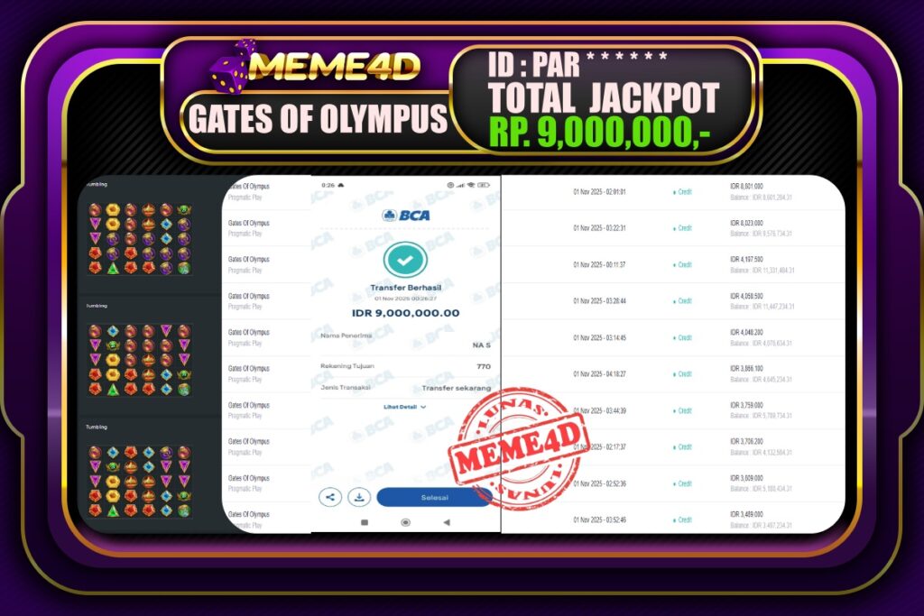 Bukti Jp MEME4D Slot Online 01 November 2025