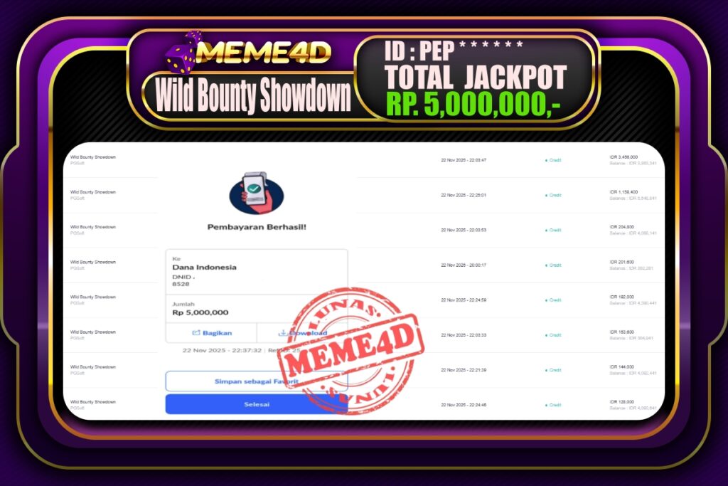 Bukti Jp MEME4D Slot Online 23 November 2025