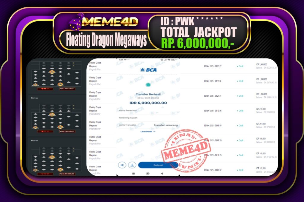 Bukti Jp MEME4D Slot Online 08 November 2025