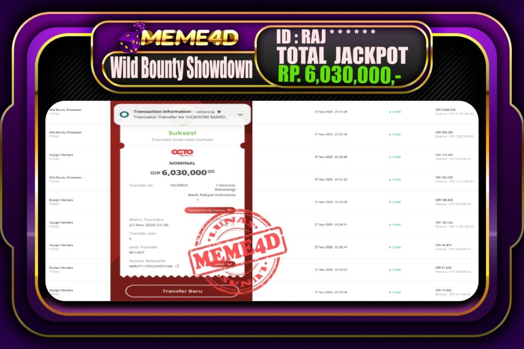 Bukti Jp MEME4D Slot Online 28 November 2025