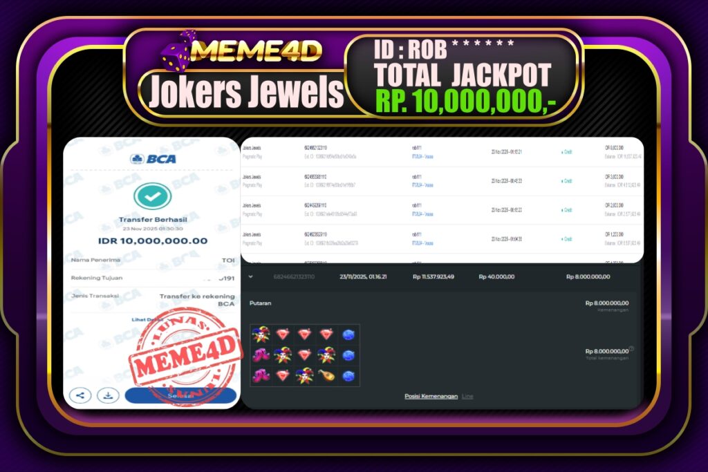 Bukti Jp MEME4D Slot Online 23 November 2025