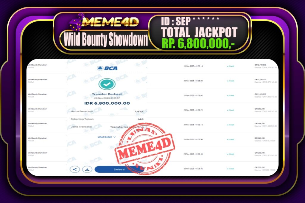 Bukti Jp MEME4D Slot Online 20  November 2025