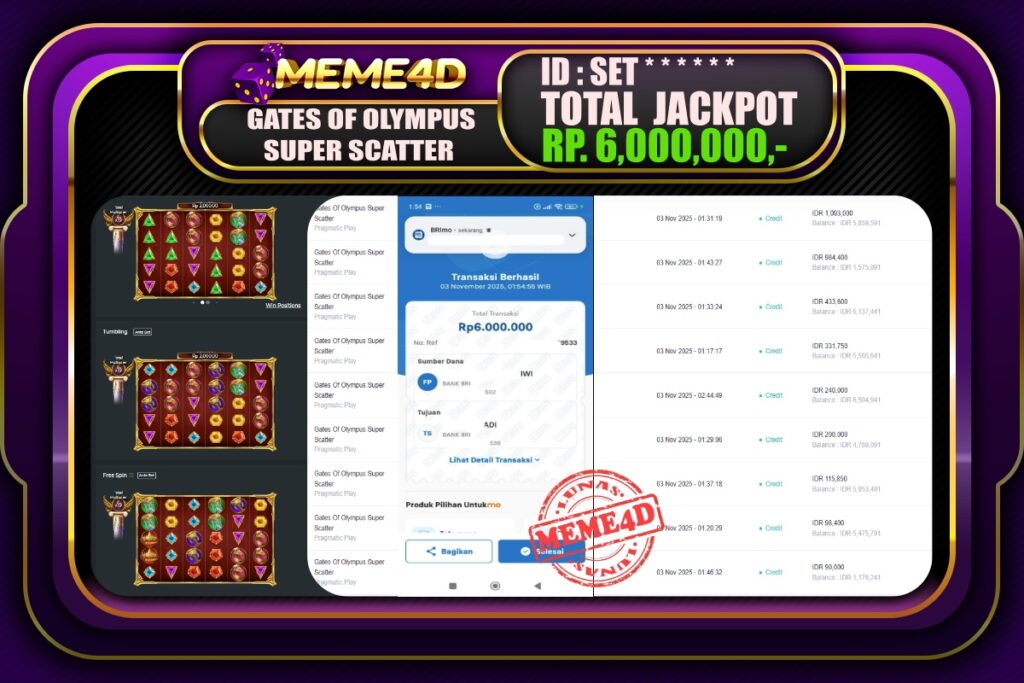 Bukti Jp MEME4D Slot Online 03 November 2025