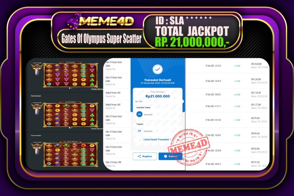 Bukti Jp MEME4D Slot Online 08 November 2025