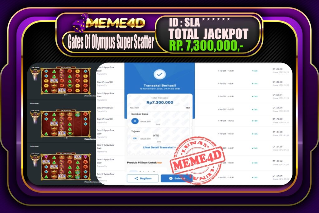 Bukti Jp MEME4D Slot Online 16 November 2025