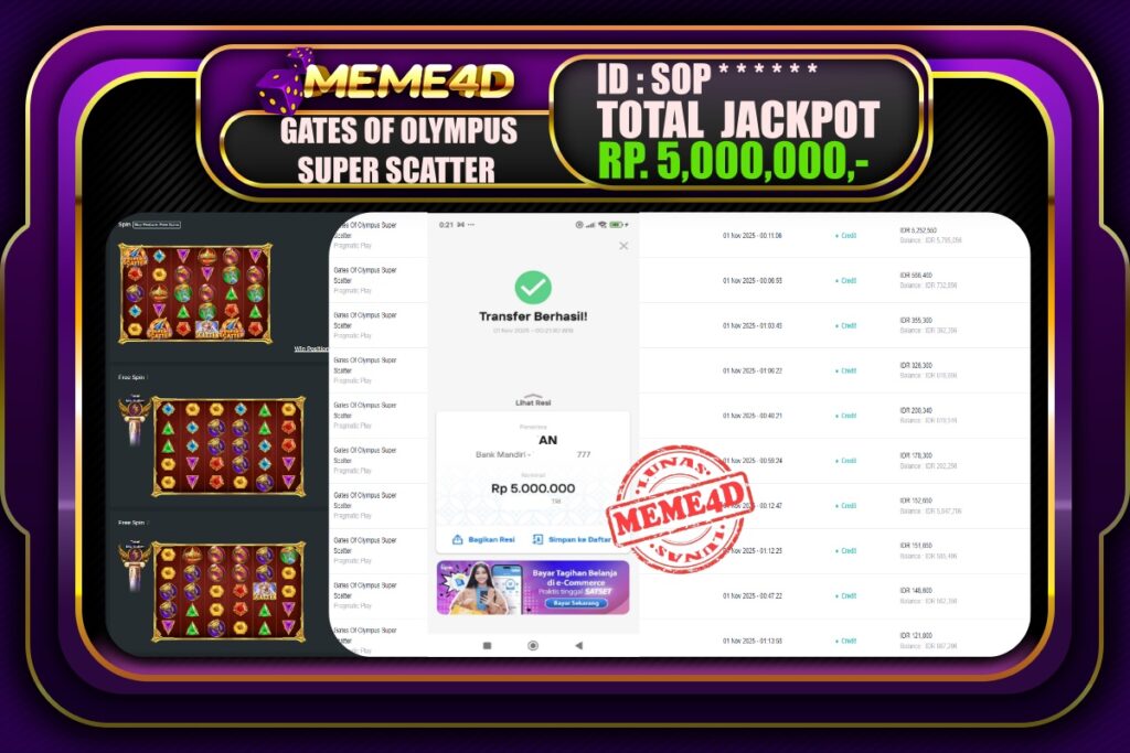 Bukti Jp MEME4D Slot Online 01 November 2025